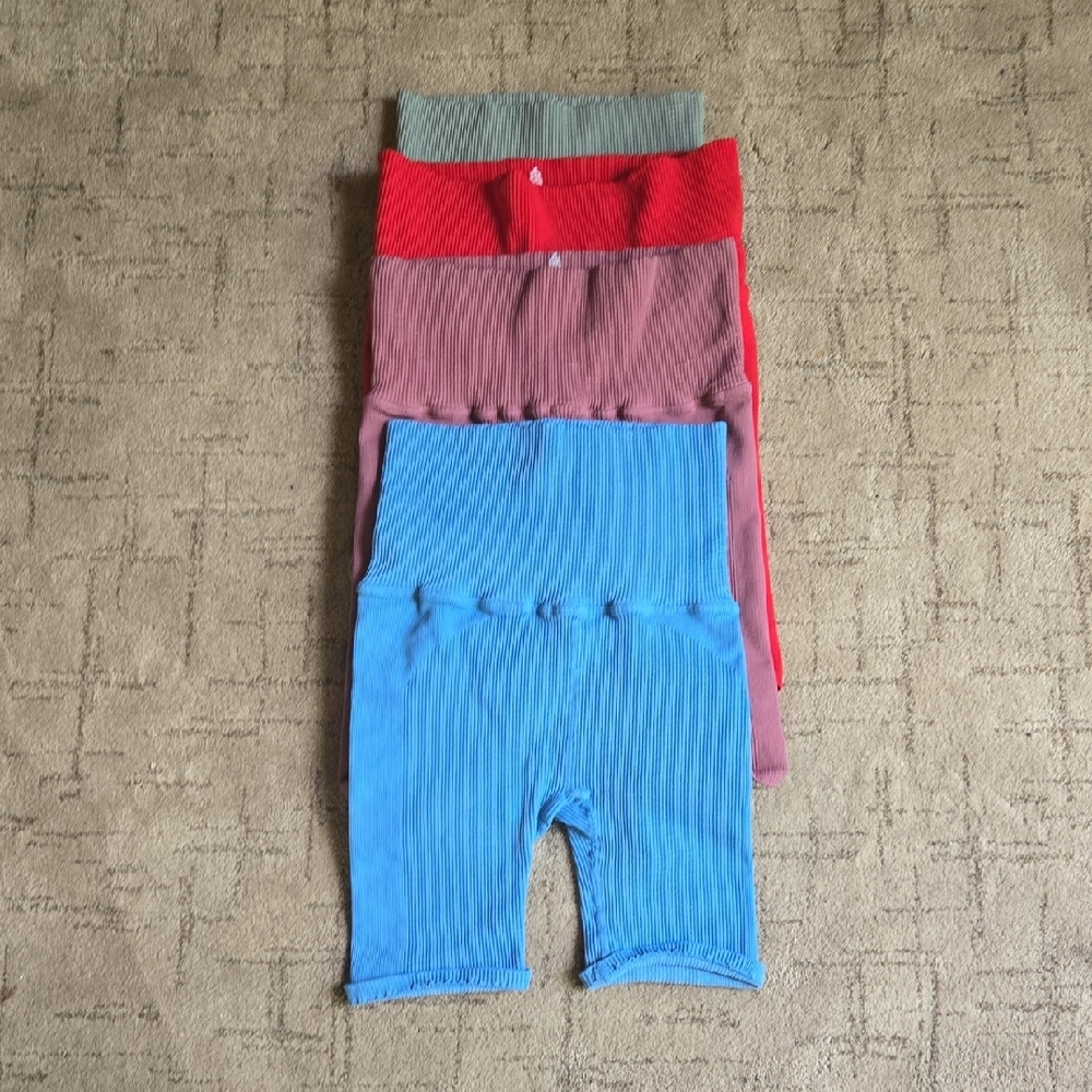 Colorful Ribbed Free people Shorts Set